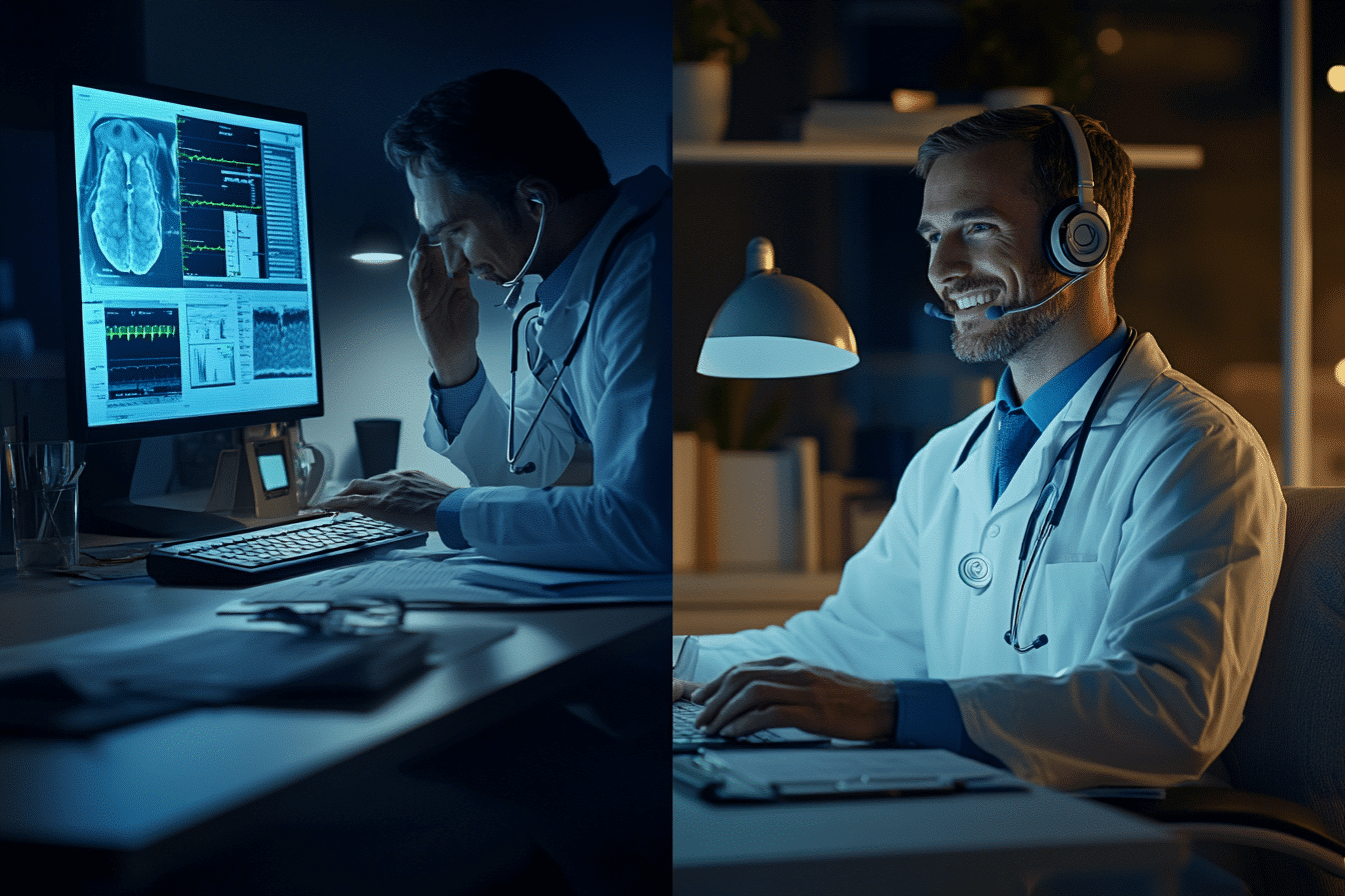 Before and after using Augnito Omni